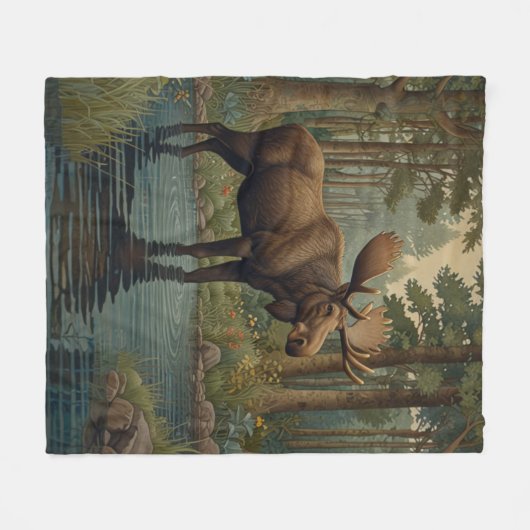 Rustieke elanden boho bos avontuur fleece deken (Voorkant (Horizontaal))