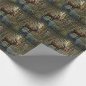 Rustieke elanden boho bos bos groen kunst cadeaupapier (Hoek)