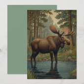 Rustieke elanden boho bos bos groen kunst kaart (Voorkant / Achterkant)