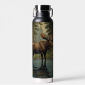 Rustieke elanden boho bos bos groen waterfles (Voorkant)