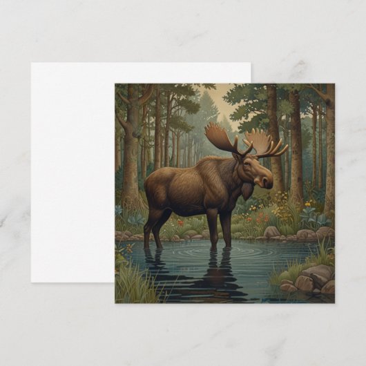 Rustieke elanden boho bos bos meer kaart (Voorkant / Achterkant)