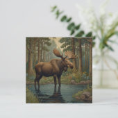 Rustieke elanden boho bos bos meer kaart (Staand voorkant)