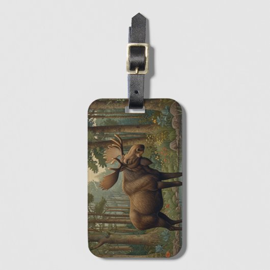 Rustieke elanden boho bos groen bagagelabel (Voorkant (verticaal))