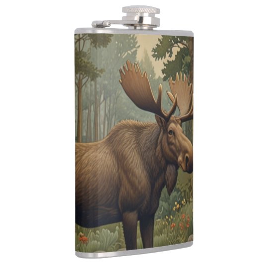 Rustieke elanden boho bos groen heupfles (Rechts)