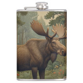 Rustieke elanden boho bos groen heupfles (Voorkant)