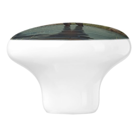 Rustieke elanden boho bos groen keramische knop (Zijkant)