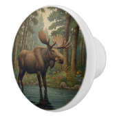 Rustieke elanden boho bos groen keramische knop (Rechts)