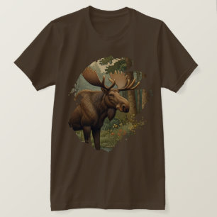 Rustieke elanden boho bos groen t-shirt
