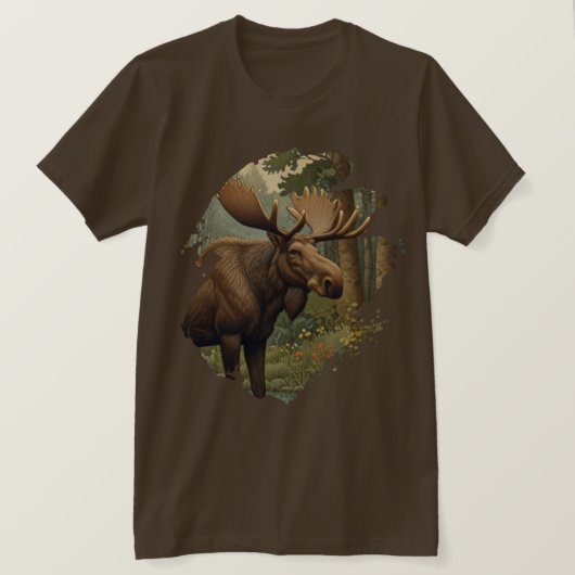 Rustieke elanden boho bos groen t-shirt (Design voorkant)