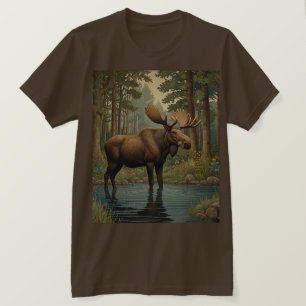 Rustieke elanden boho bos groen t-shirt