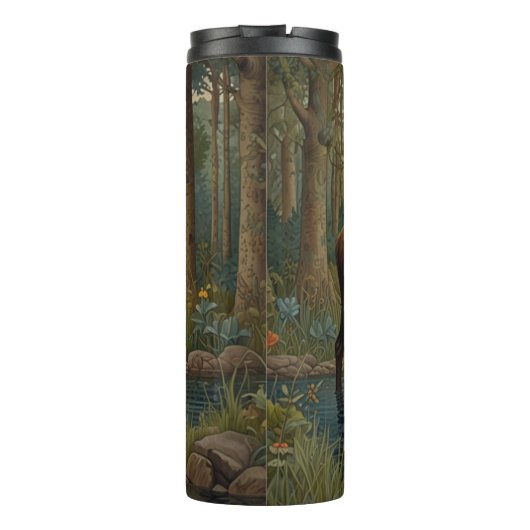 Rustieke elanden boho bos groen thermosbeker (Achterkant)