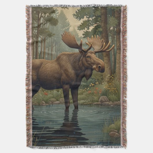 Rustieke elanden herten boho bos groen deken (Voorkant Verticaal)