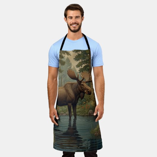 Rustieke elanden herten boho bos groen schort (Gedragen)