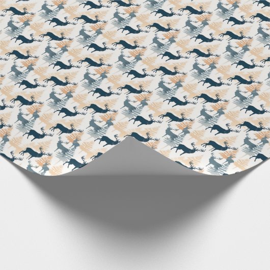 Rustieke elanden in de sneeuw cadeaupapier (Hoek)