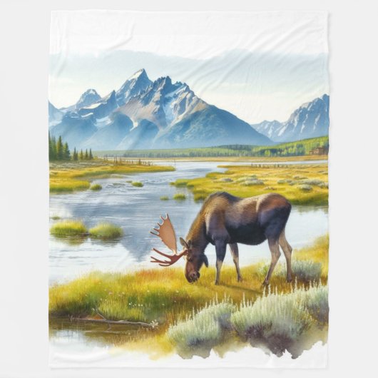 Rustieke elandhut stijl waterverf  fleece deken (Voorkant)