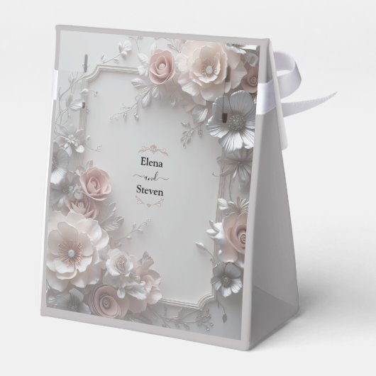 Rustieke Elegante 3D Bloemen Huwelijk Bedankdoosjes (Achterkant)