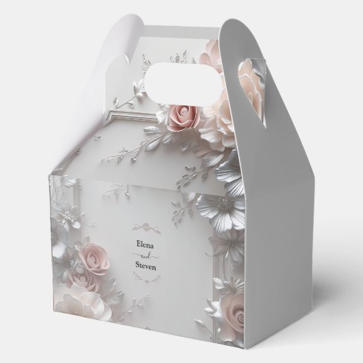 Rustieke Elegante 3D Bloemen Huwelijk Bedankdoosjes (Achterkant)
