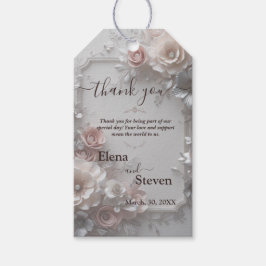 Rustieke Elegante 3D Bloemen Huwelijk Cadeaulabel