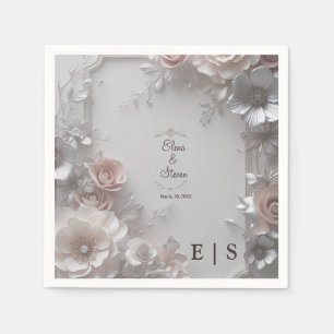 Rustieke Elegante 3D Bloemen Trouwpapier Servet