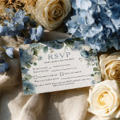 Rustieke Elegante Blauwe Hydrangea Ivoor Roos Wedd RSVP Kaartje