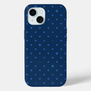 Rustieke Elegante Blauwe & Zwarte Sterren iPhone 15 Case