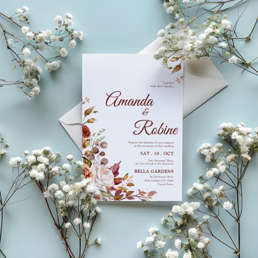 Rustieke Elegante Bloem Huwelijk Kaart