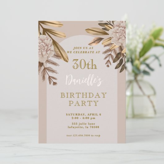 Rustieke Elegante Bloemen 30ste Verjaardag Uitnodi Kaart (Staand voorkant)