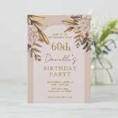 Rustieke Elegante Bloemen 60ste Verjaardag Uitnodi Kaart (Staand voorkant)