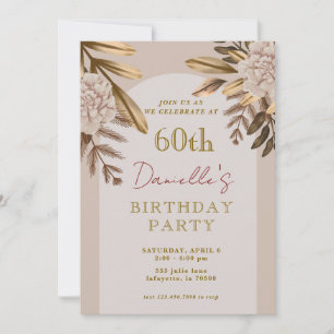 Rustieke Elegante Bloemen 60ste Verjaardag Uitnodi Kaart