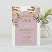 Rustieke Elegante Bloemen 70ste Verjaardag Uitnodi Kaart (Staand voorkant)