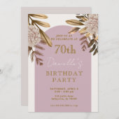 Rustieke Elegante Bloemen 70ste Verjaardag Uitnodi Kaart (Voorkant / Achterkant)