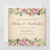 Rustieke Elegante  Bloemen Engagement Party Kaart (Voorkant)