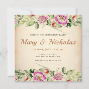 Rustieke Elegante Bloemen Engagement Party Kaart