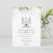 Rustieke Elegante Bloemen Katholieke Kerk Kapel Kaart (Staand voorkant)