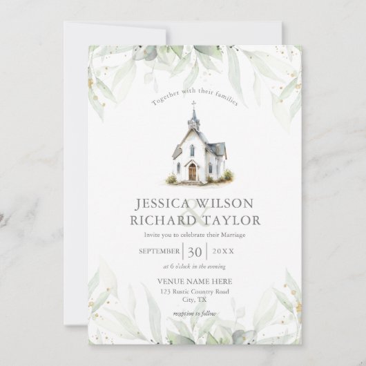 Rustieke Elegante Bloemen Katholieke Kerk Kapel Kaart (Voorkant)