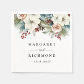 Rustieke Elegante Bloemen Kerst Winter Wedding Servet (Voorkant)