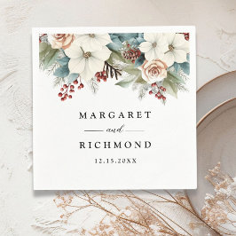 Rustieke Elegante Bloemen Kerst Winter Wedding Servet