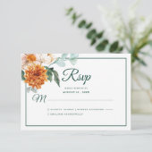 Rustieke Elegante Bloemen Smaragd Groene Herfst Br RSVP Kaartje (Staand voorkant)