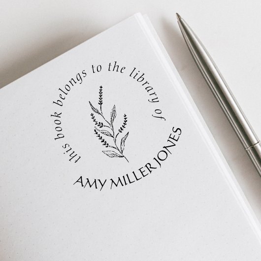 Rustieke elegante bloemen uit het bibliotheekboek zelfinktende stempel