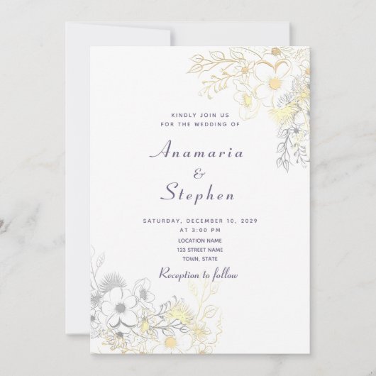 Rustieke Elegante  Bloemenbruiloft Uitnodiging (Voorkant)