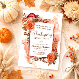 Rustieke Elegante Bloemige Herfstbladeren Thanksgi Kaart
