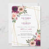 Rustieke Elegante Blush Waterverf Bloemen Huwelijk Kaart (Voorkant)