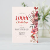 Rustieke Elegante Boho Chic Bloem 100ste Verjaarda Kaart (Staand voorkant)