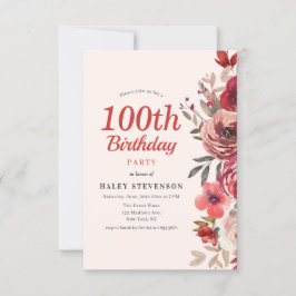 Rustieke Elegante Boho Chic Bloem 100ste Verjaarda Kaart