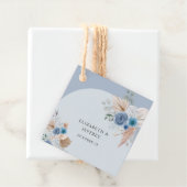Rustieke Elegante Boho Dusty Blue Pampas bruiloft Bedankjes Labels (In situ)