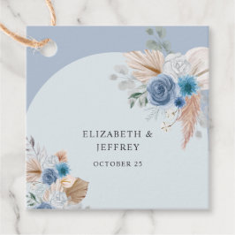 Rustieke Elegante Boho Dusty Blue Pampas bruiloft Bedankjes Labels