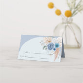 Rustieke Elegante Boho Dusty Blue Pampas bruiloft Plaatskaartje (Voorkant)