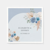 Rustieke Elegante Boho Dusty Blue Pampas bruiloft Servet (Voorkant)