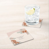 Rustieke Elegante Boho Terracotta Pampas Bruiloft Kartonnen Onderzetters (Insitu)