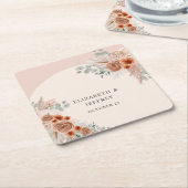 Rustieke Elegante Boho Terracotta Pampas Bruiloft Kartonnen Onderzetters (Schuin)